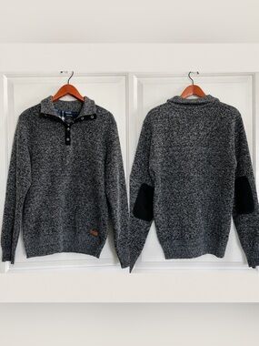 Buffalo David Bitton Weebery Elbow Patch  Fleece Lined Medium Rugged Sweater